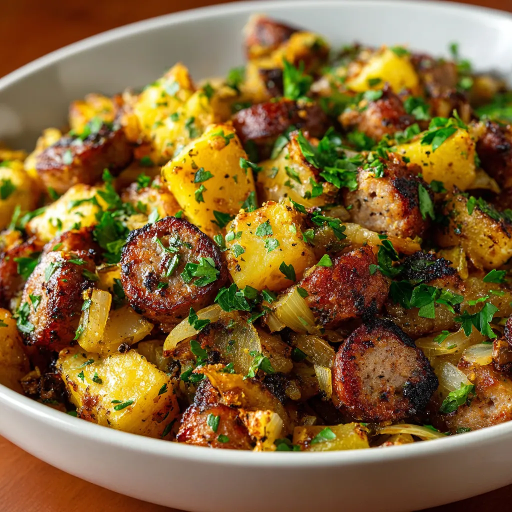 Sausage potato leek dijon mustard hash recipe