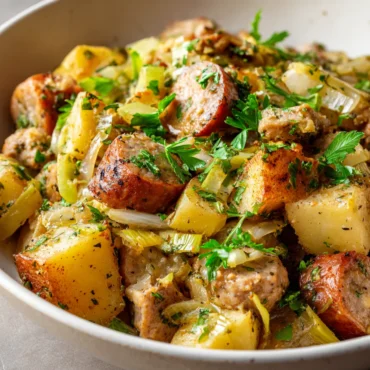 Sausage potato leek dijon mustard hash recipe