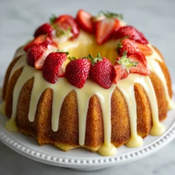 Lemon Bundt Cake with Strawberry Garnish