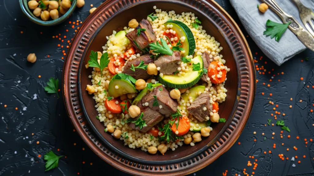 french couscous recipe with zucchini and lamb

