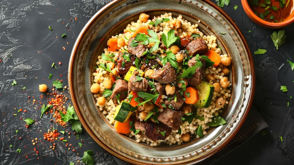 french couscous recipe with zucchini and lamb
