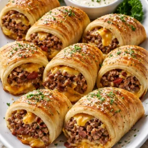 garlic butter bacon cheeseburger rollup