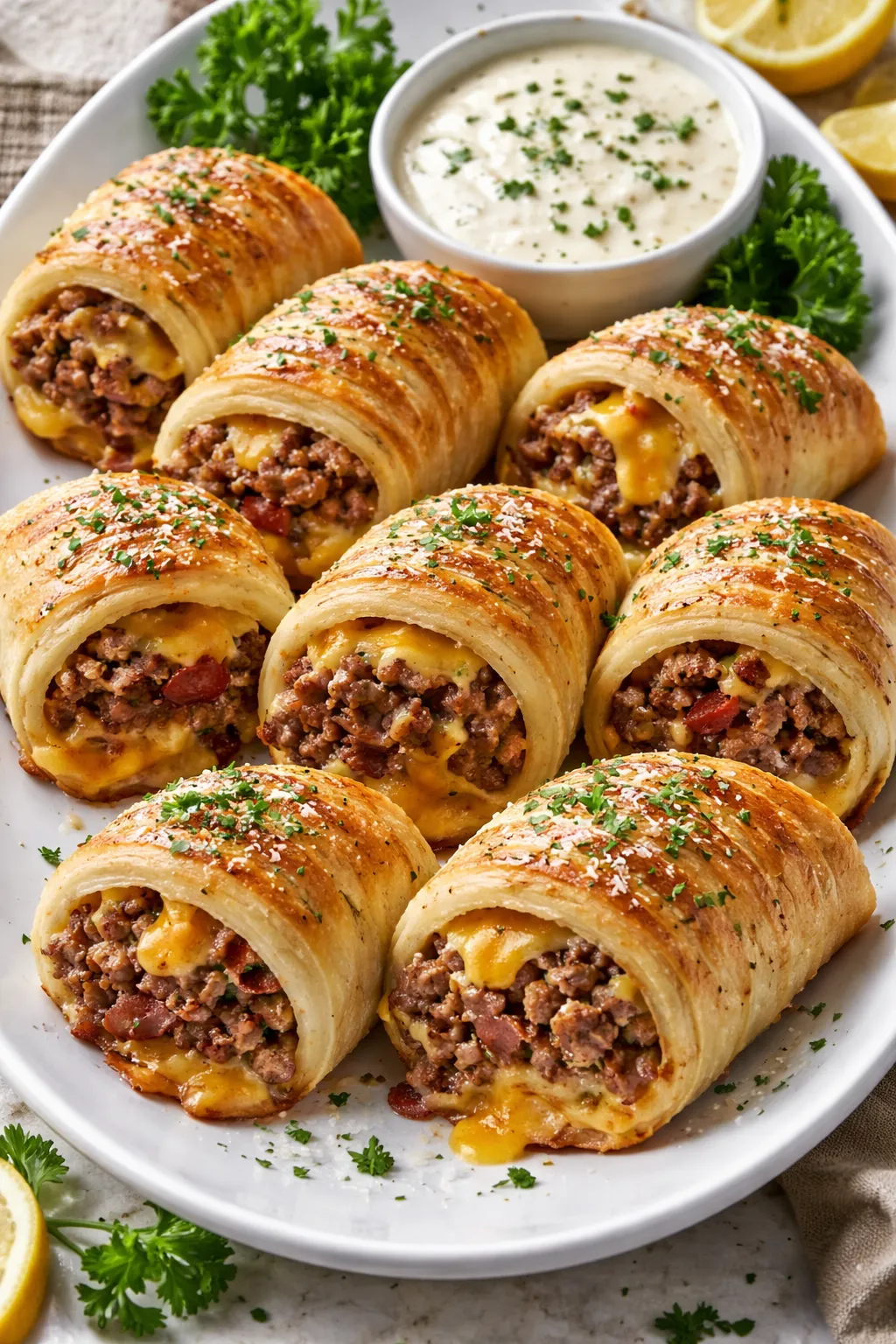 garlic butter bacon cheeseburger rollup