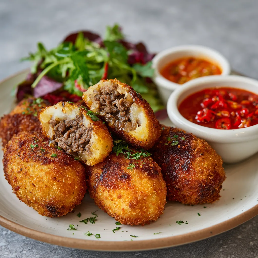 Spicy Garlic Beef Croquettes