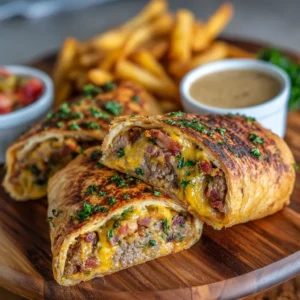 garlic butter bacon cheeseburger rollup