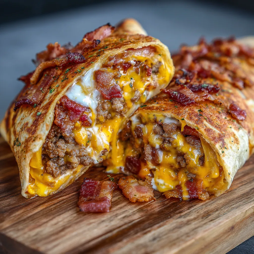 garlic butter bacon cheeseburger rollup