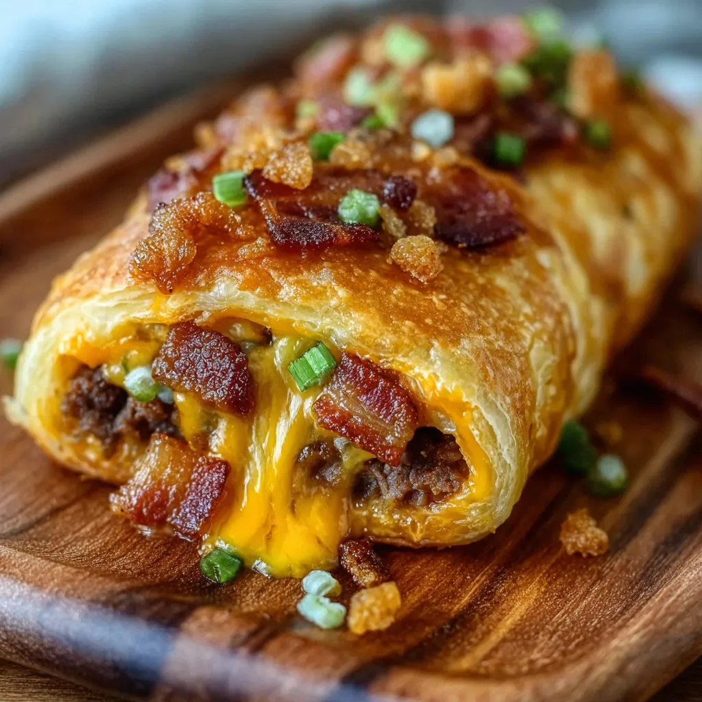 garlic butter bacon cheeseburger rollup