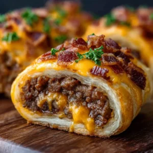 garlic butter bacon cheeseburger rollup