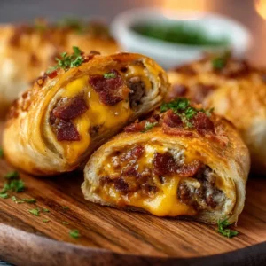 garlic butter bacon cheeseburger rollup