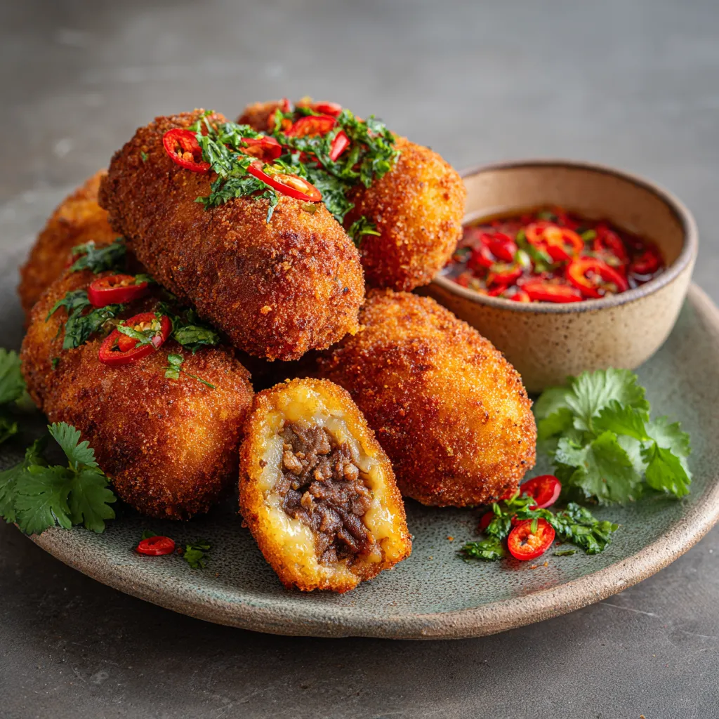 Spicy Garlic Beef Croquettes