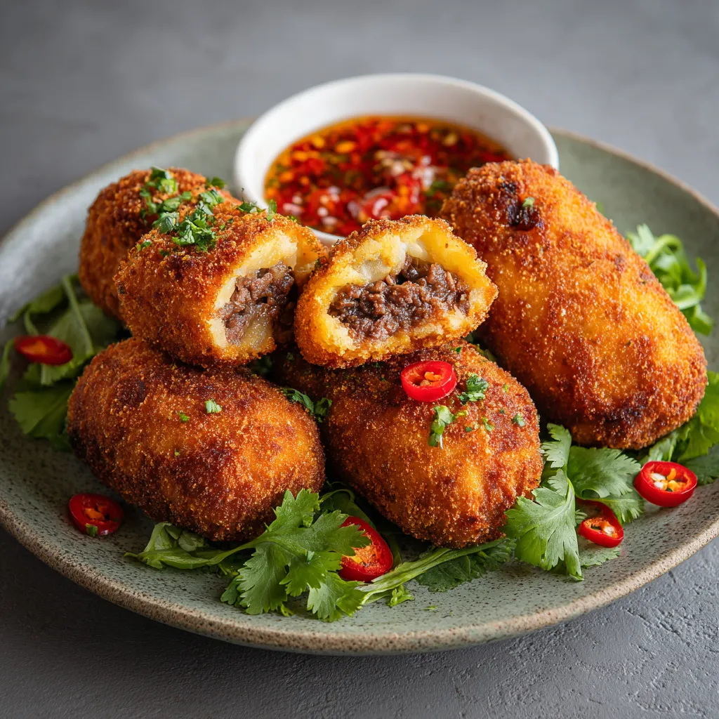 Spicy Garlic Beef Croquettes