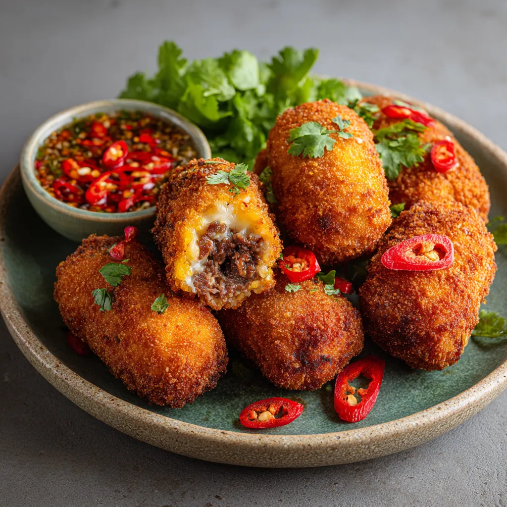 Spicy Garlic Beef Croquettes