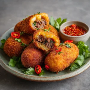 Spicy Garlic Beef Croquettes