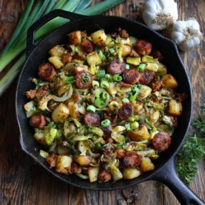 sausage potato leek dijon mustard hash recipe
