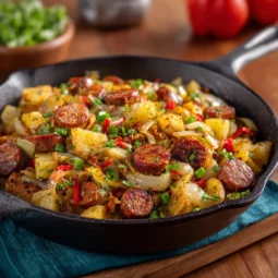 sausage potato leek dijon mustard hash recipe
