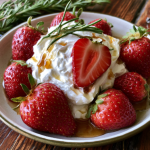 Strawberries with Honey Rosemary Whipped Cream Recipe
