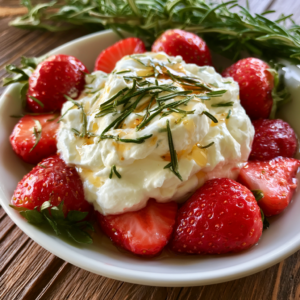 Strawberries with Honey Rosemary Whipped Cream Recipe