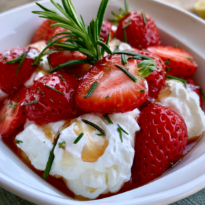 Strawberries with Honey Rosemary Whipped Cream Recipe