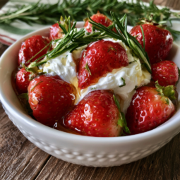Strawberries with Honey Rosemary Whipped Cream Recipe