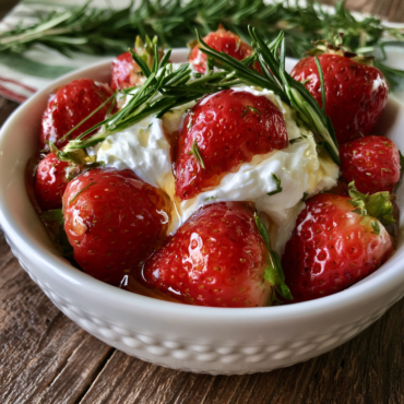 Strawberries with Honey Rosemary Whipped Cream Recipe