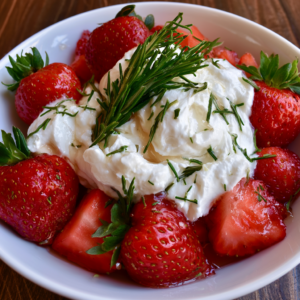 Strawberries with Honey Rosemary Whipped Cream Recipe
