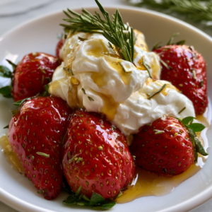 Strawberries with Honey Rosemary Whipped Cream Recipe