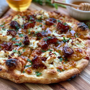 Honey goat cheese pizza