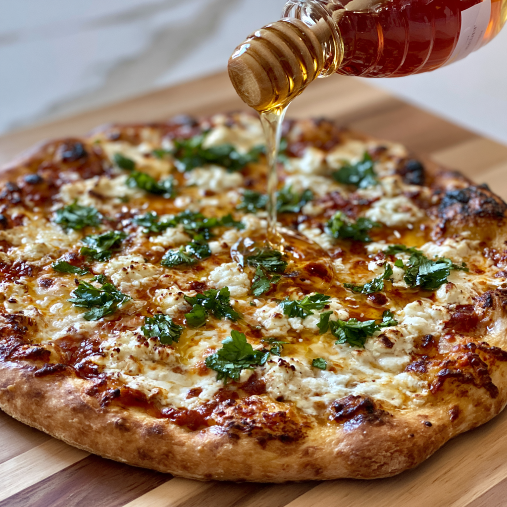 Honey goat cheese pizza