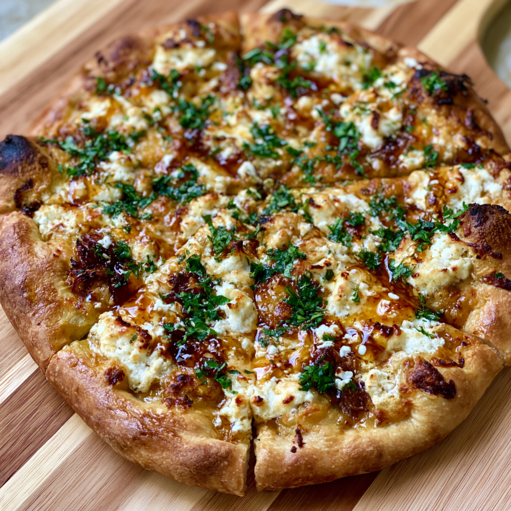 Honey goat cheese pizza