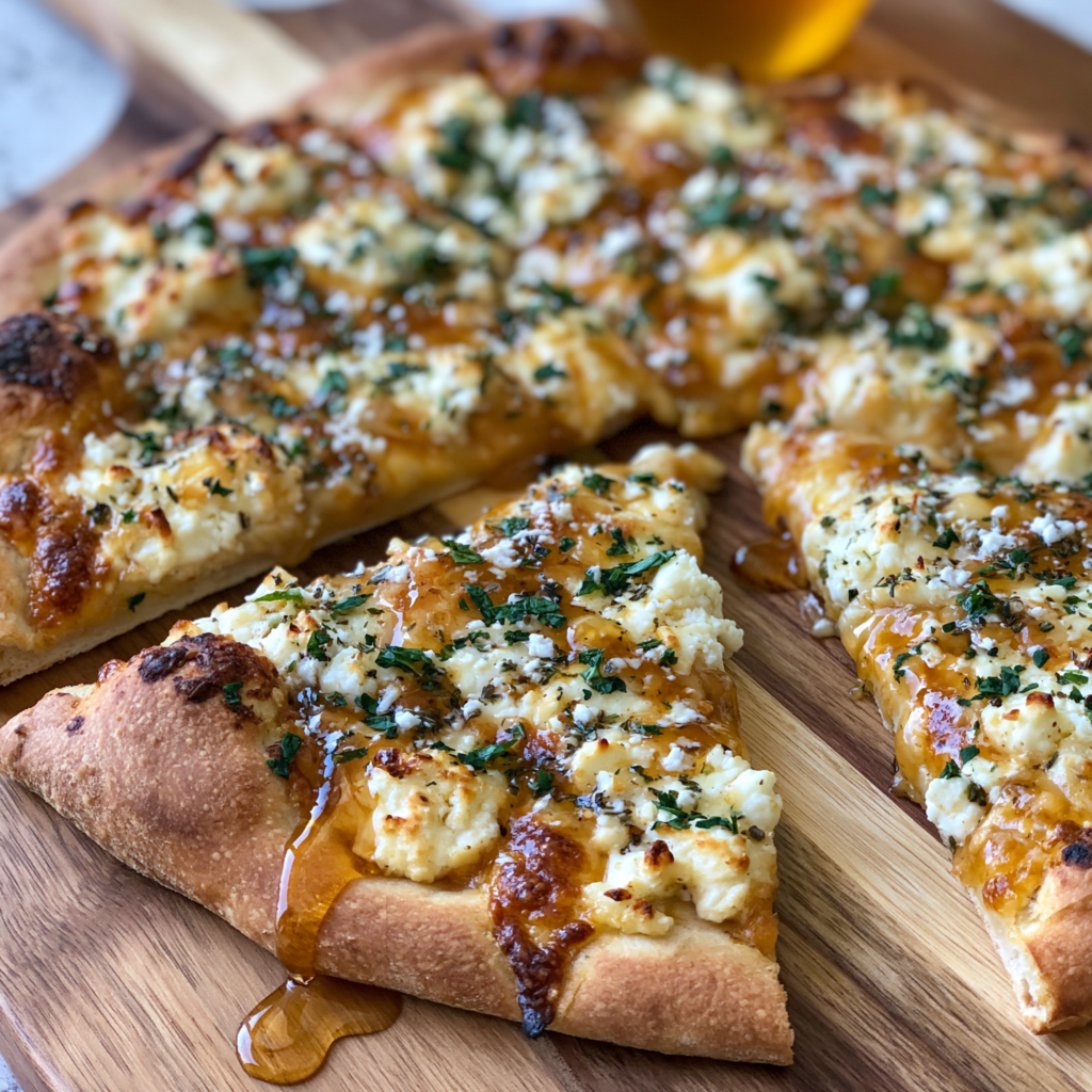 Honey goat cheese pizza