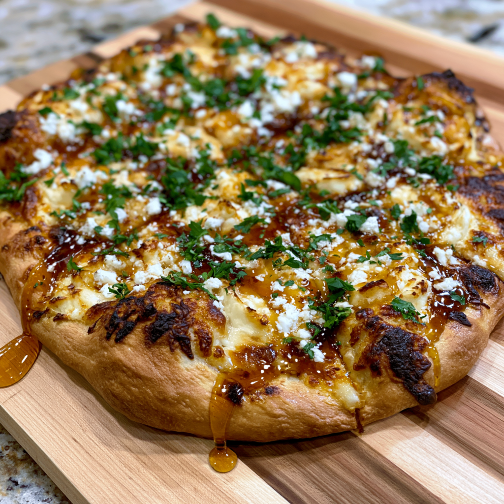 Honey goat cheese pizza