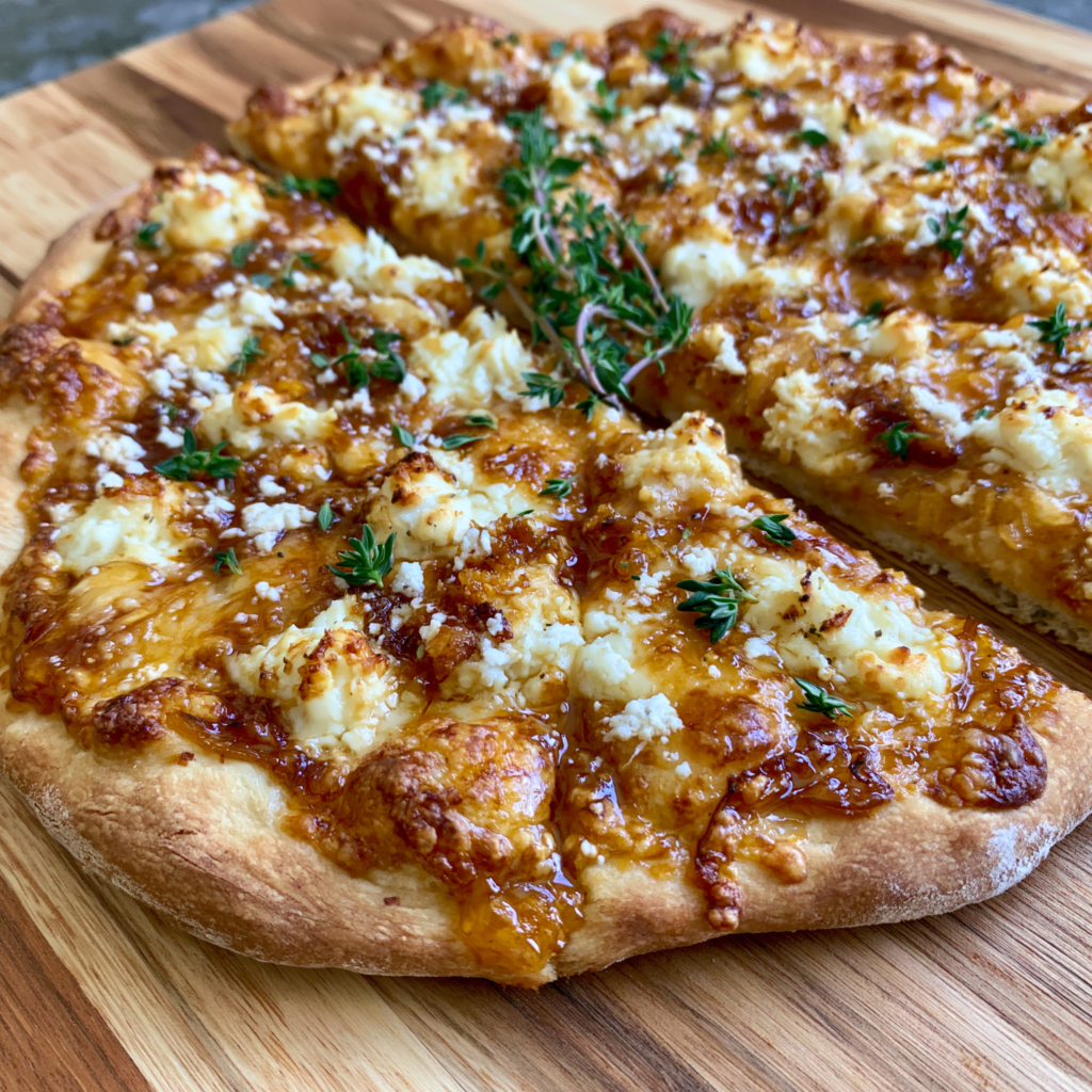 Honey goat cheese pizza