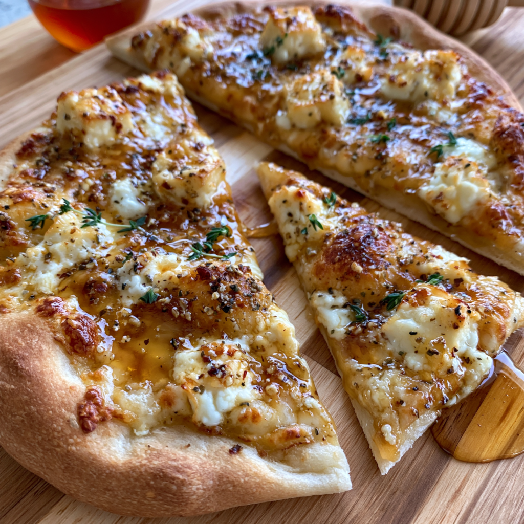 Honey goat cheese pizza