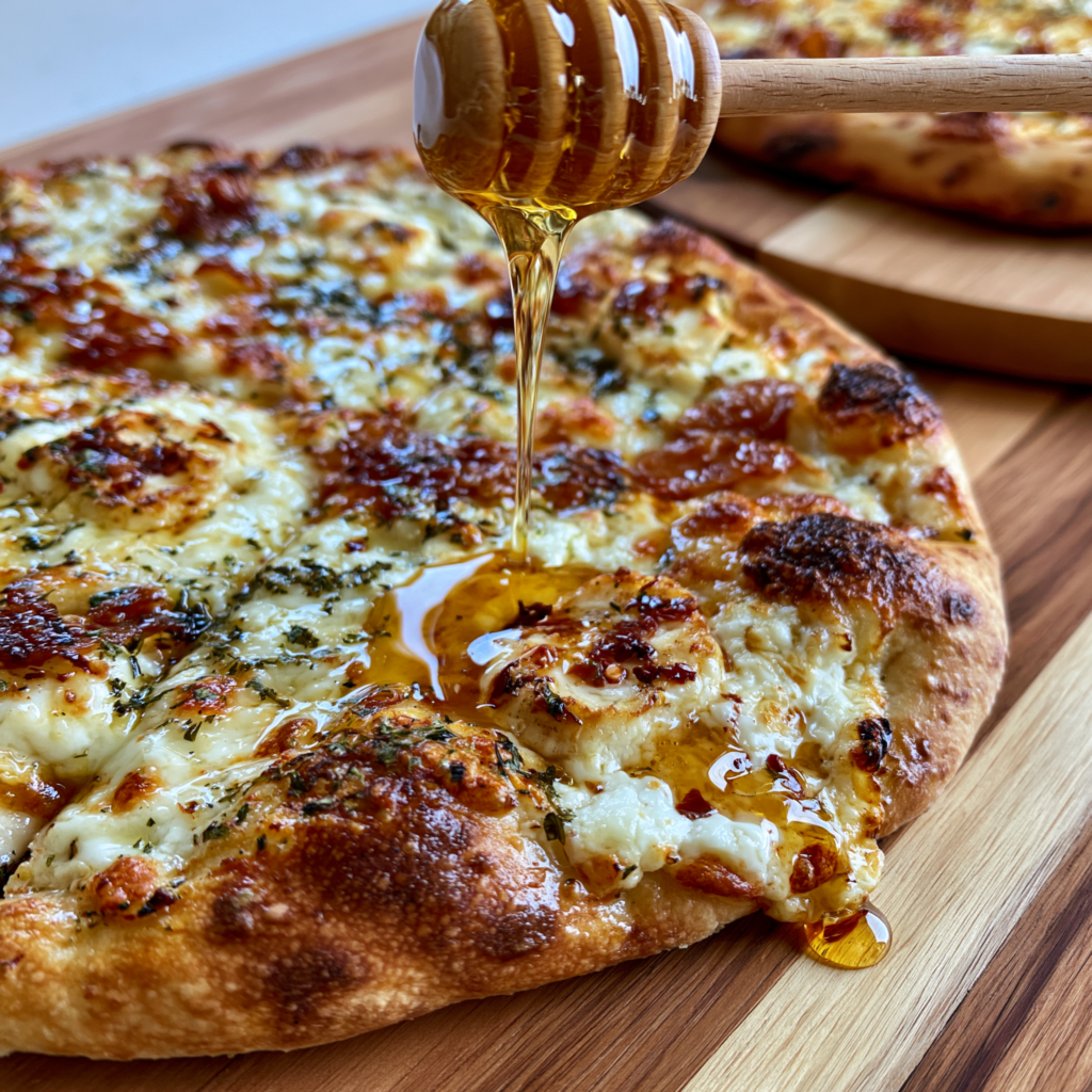 Honey goat cheese pizza