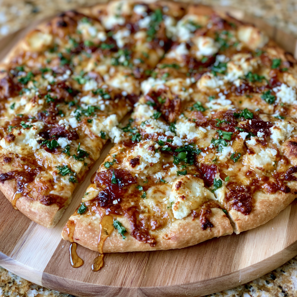 Honey goat cheese pizza
