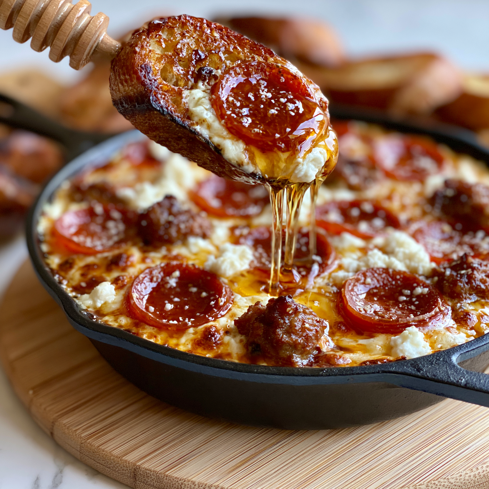 Hot Honey Pepperoni & Sausage Pizza Dip