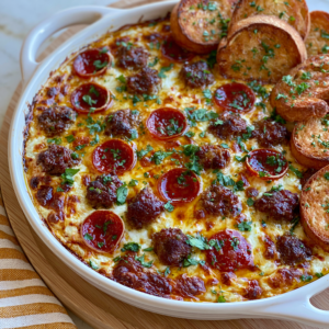 Hot Honey Pepperoni & Sausage Pizza Dip