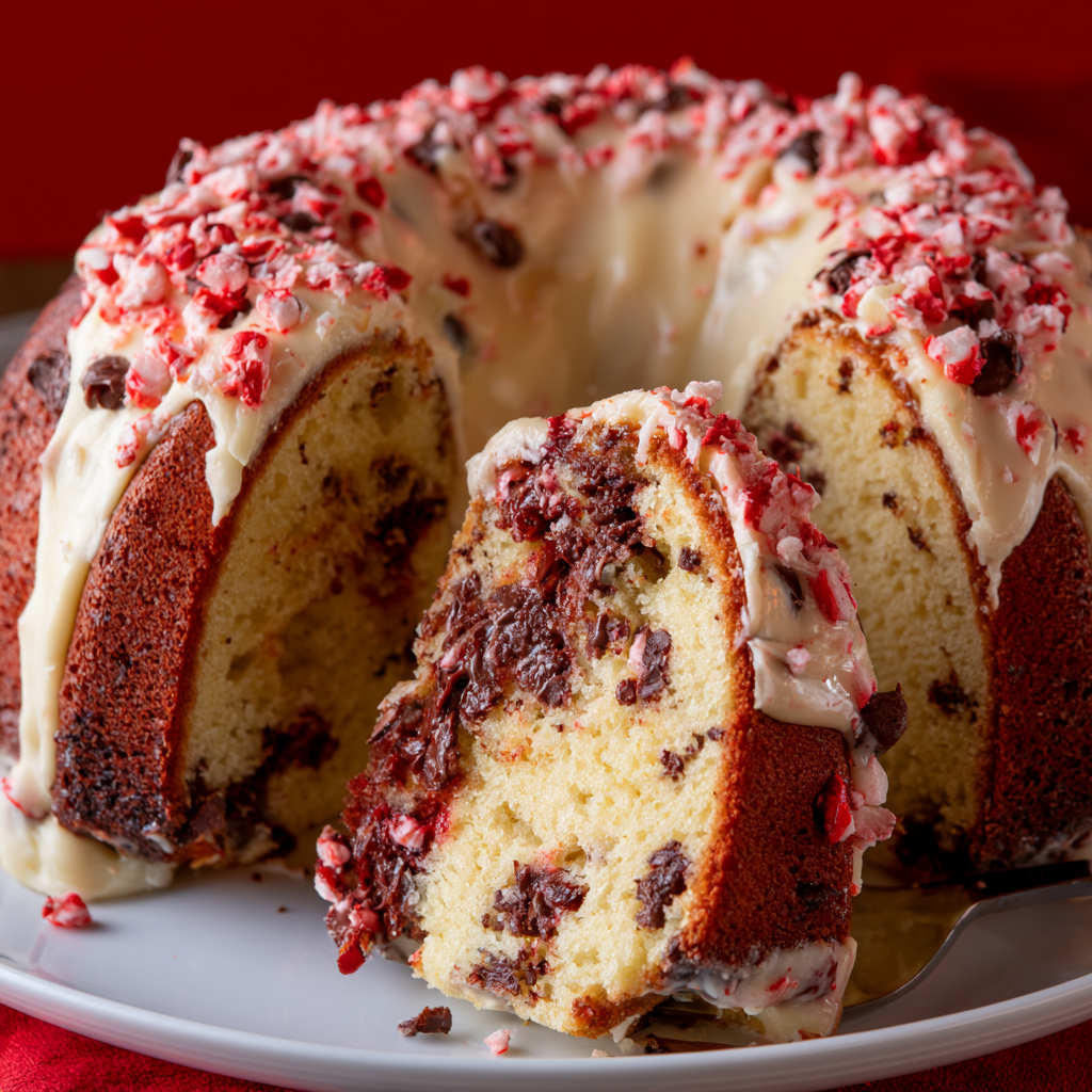 Peppermint Chocolate Chip Bundt Cake
