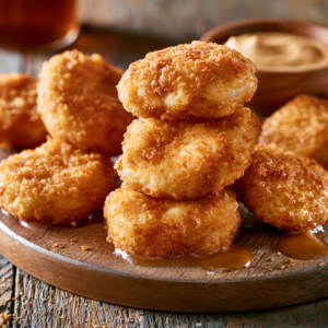 Shape the Nuggets: Lightly oil or wet your hands. Scoop about 1 tablespoon of the chicken mixture and shape it into the classic oval or "boot" nugget shape, keeping them about 1/2-inch thick.