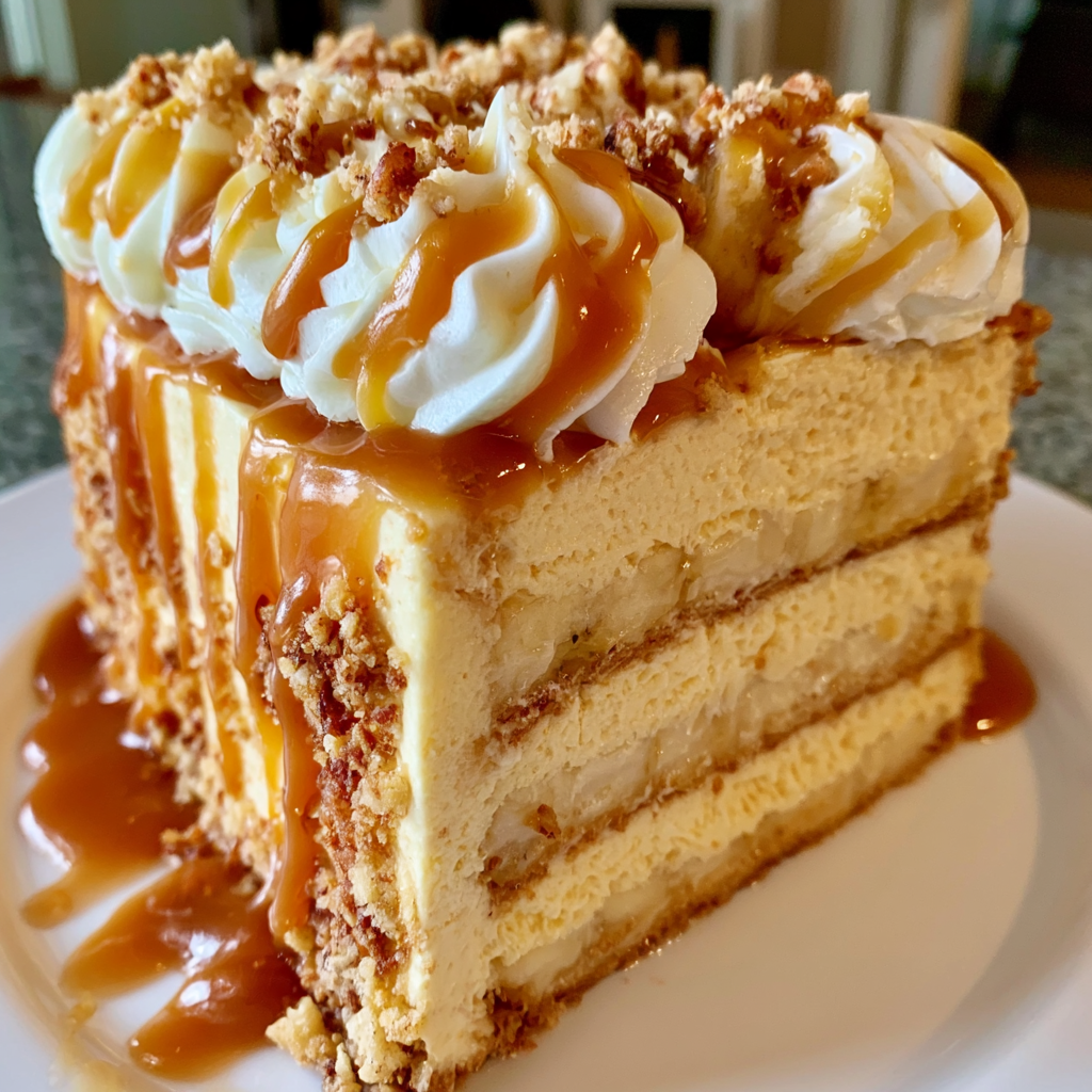 Caramel Banana Cream Mousse Cake