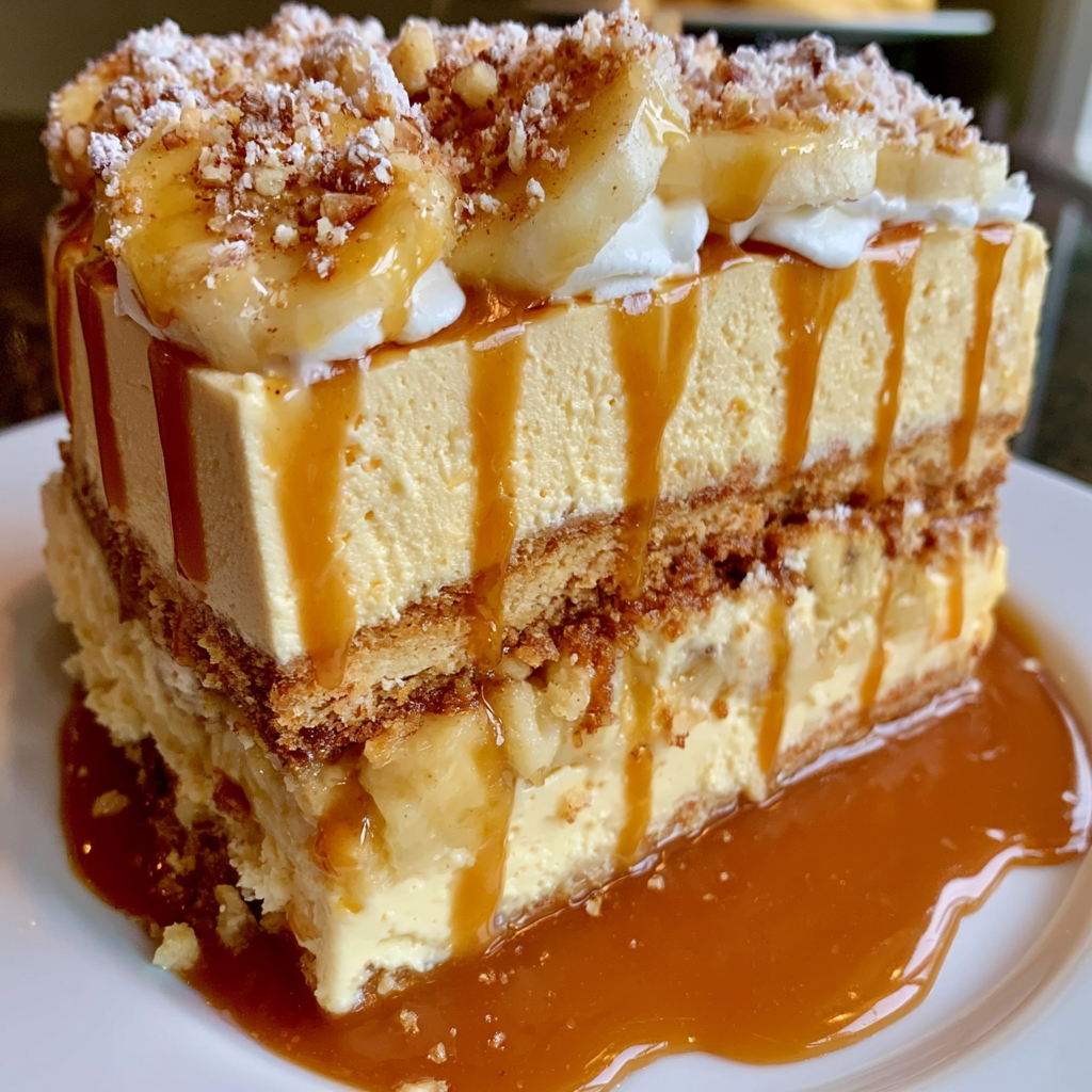 Caramel Banana Cream Mousse Cake
