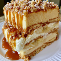 Caramel Banana Cream Mousse Cake