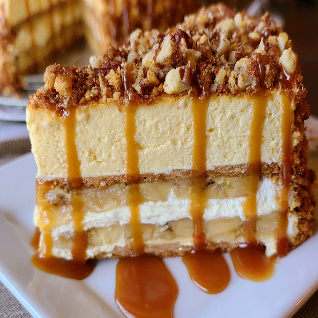 Caramel Banana Cream Mousse Cake