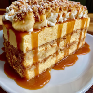 Caramel Banana Cream Mousse Cake