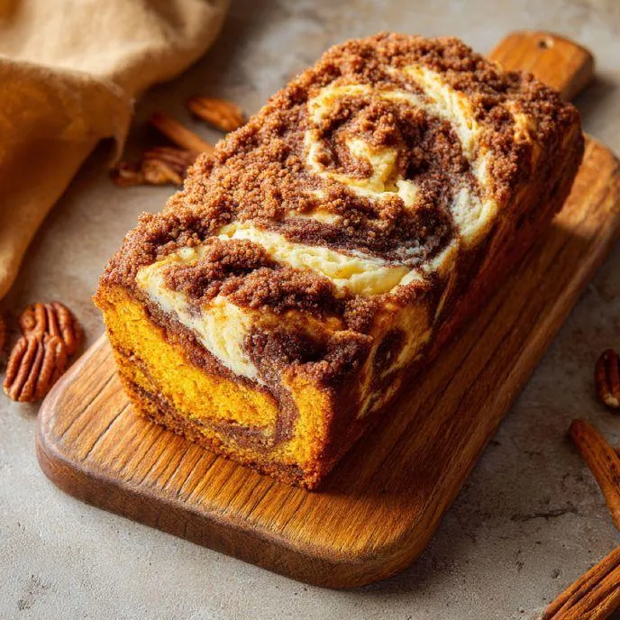 Pumpkin Bread Recipe with Cream Cheese Swirl