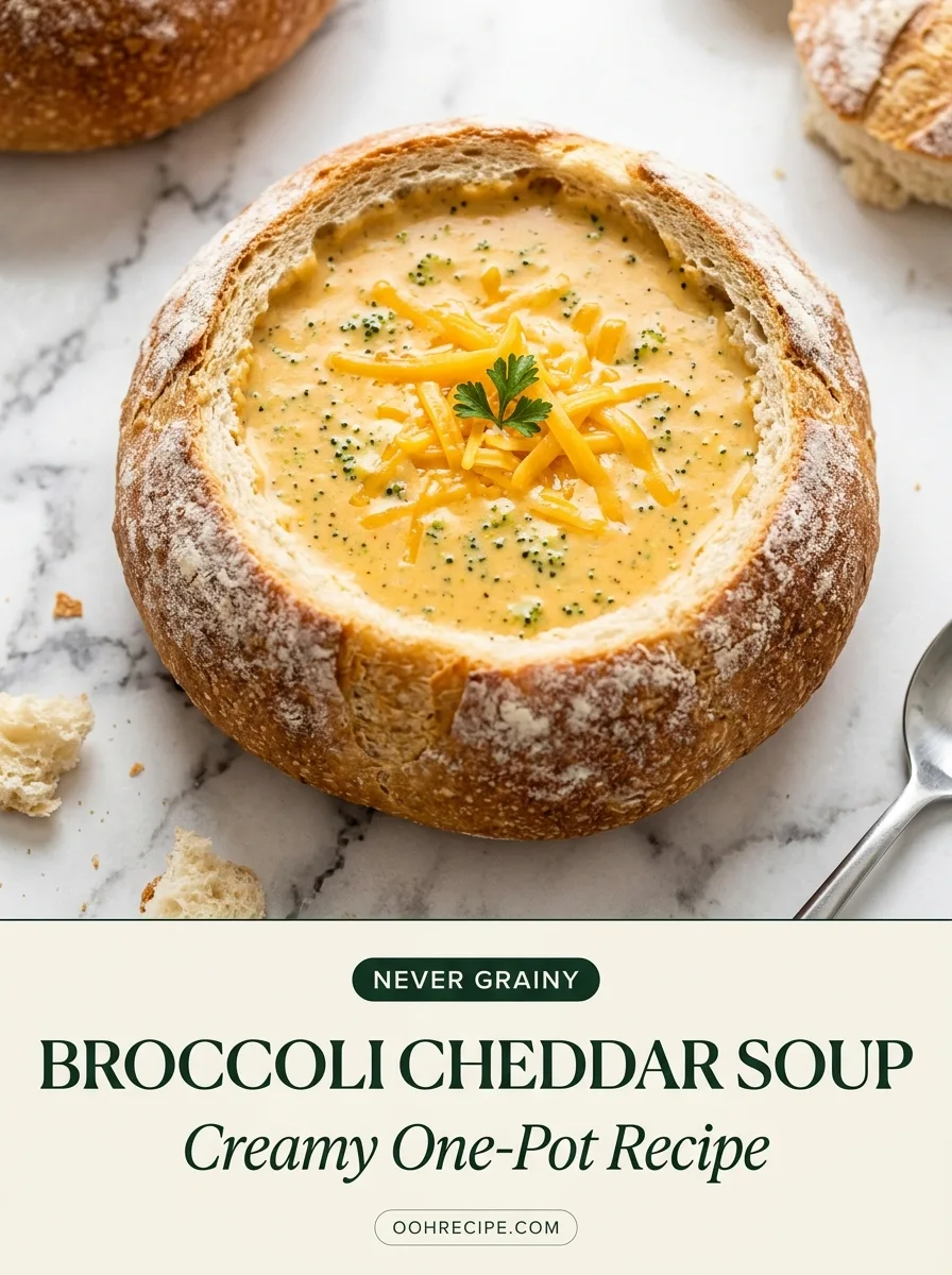 Broccoli cheddar soup creamy one-pot recipe pin