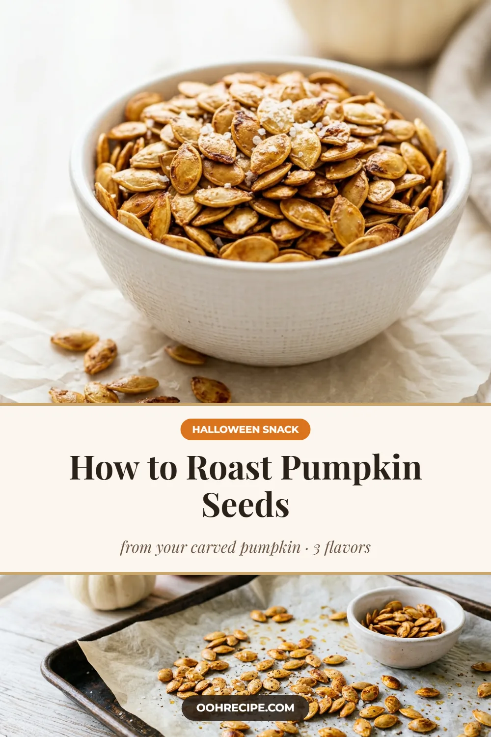 How to roast pumpkin seeds from a carved pumpkin, bowl of roasted seeds