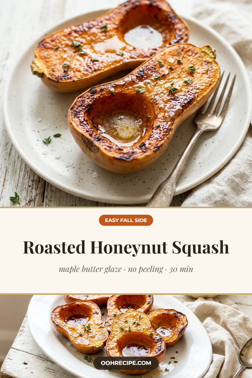 Roasted honeynut squash recipe with maple butter glaze on a plate
